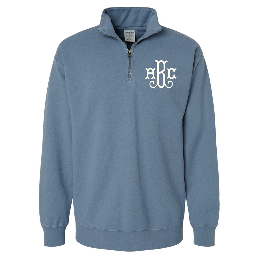 Monogrammed Pigment Dyed Quarter Zip - United Monograms