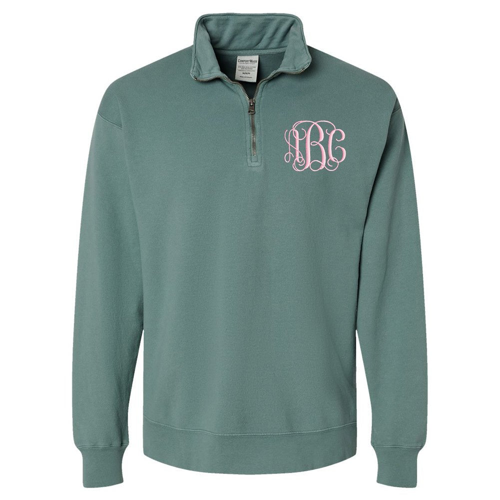 Monogrammed Pigment Dyed Quarter Zip - United Monograms