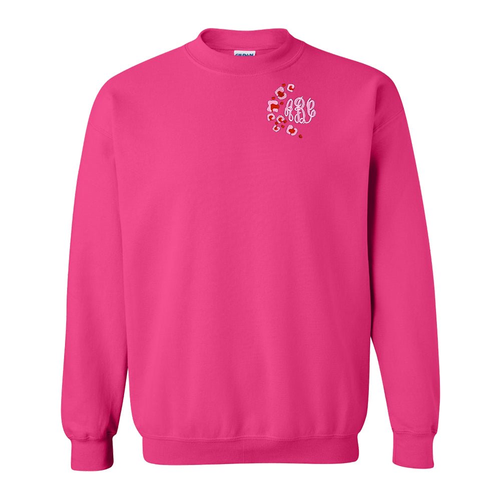 Monogrammed Pink Leopard Crewneck Sweatshirt - United Monograms