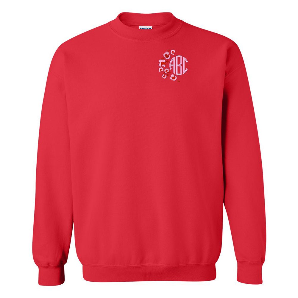 Monogrammed Pink Leopard Crewneck Sweatshirt - United Monograms