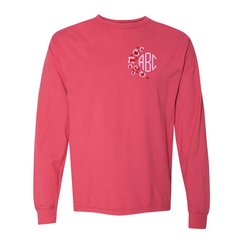 Monogrammed Pink Leopard Long Sleeve T-Shirt - United Monograms