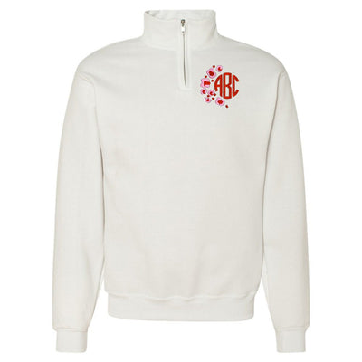 Monogrammed Pink Leopard Quarter Zip Sweatshirt - United Monograms