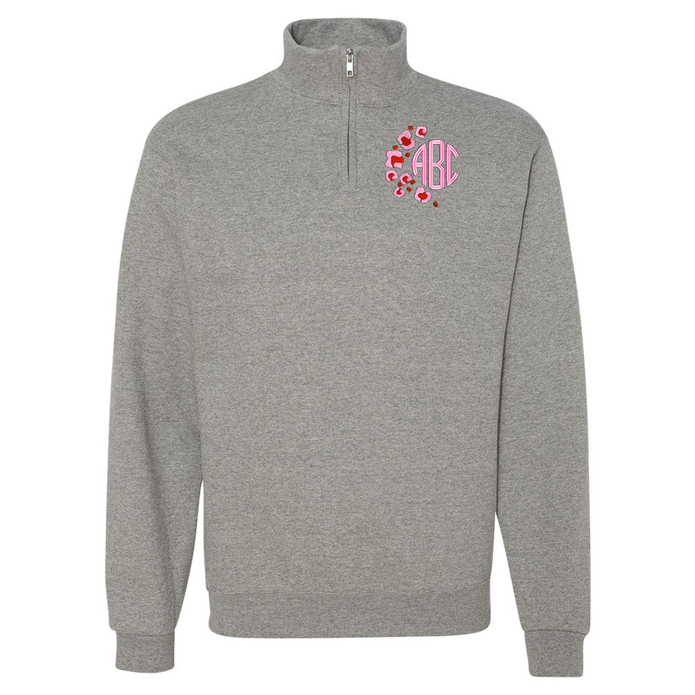 Monogrammed Pink Leopard Quarter Zip Sweatshirt - United Monograms