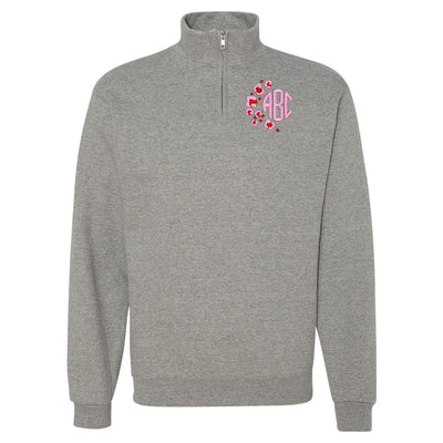 Monogrammed Pink Leopard Quarter Zip Sweatshirt - United Monograms