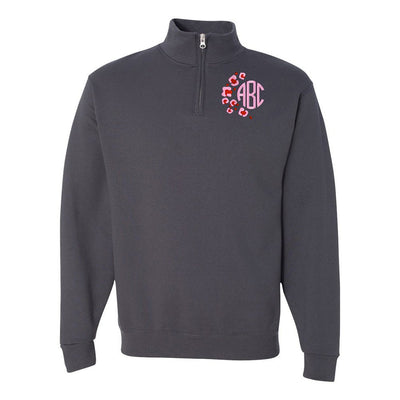 Monogrammed Pink Leopard Quarter Zip Sweatshirt - United Monograms