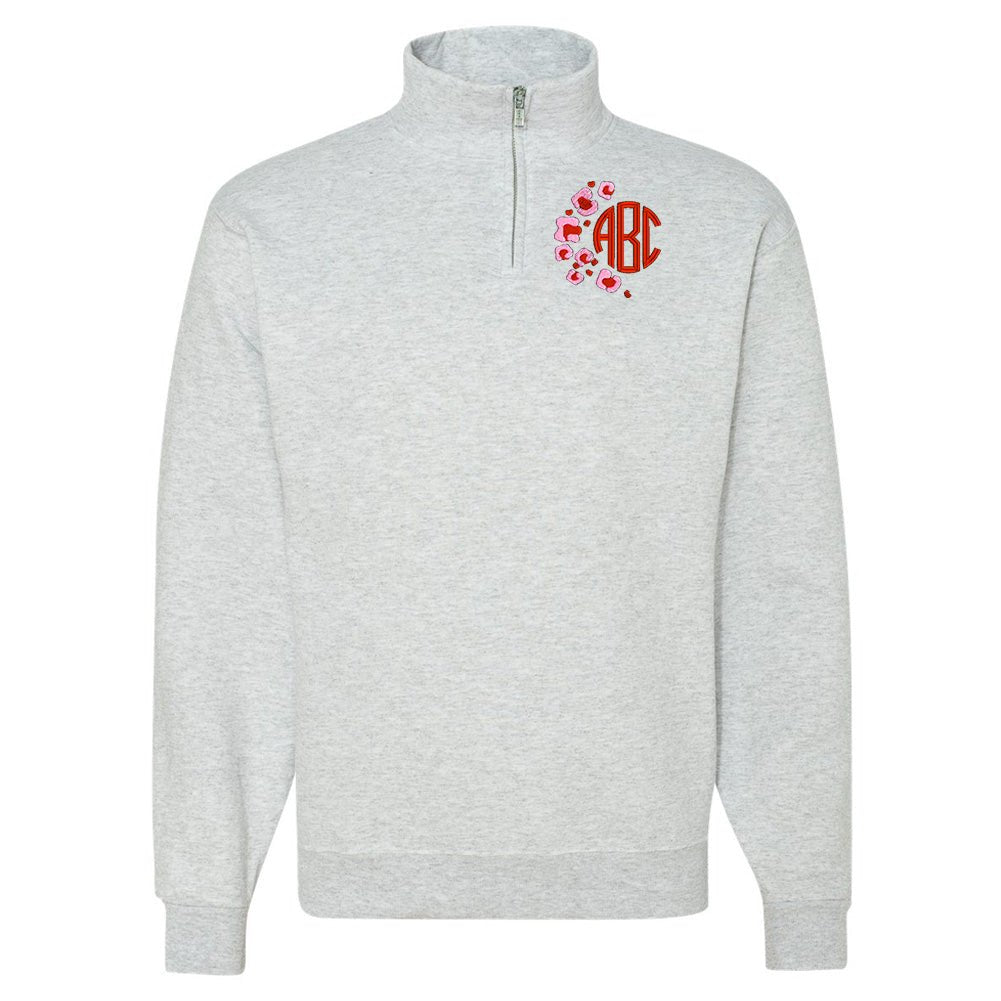 Monogrammed Pink Leopard Quarter Zip Sweatshirt - United Monograms