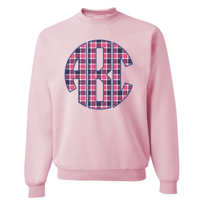 Monogrammed 'Plaid' Big Print Crewneck Sweatshirt - United Monograms