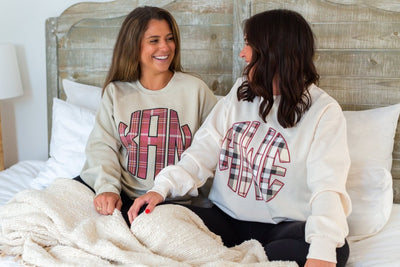 Monogrammed 'Plaid' Big Print Crewneck Sweatshirt - United Monograms