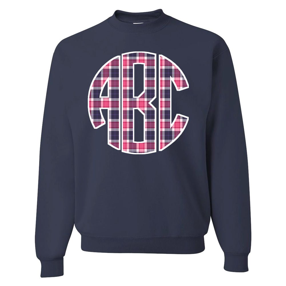 Monogrammed 'Plaid' Big Print Crewneck Sweatshirt - United Monograms