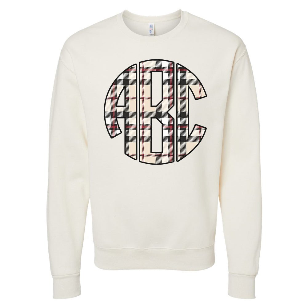 Monogrammed 'Plaid' Big Print Crewneck Sweatshirt - United Monograms