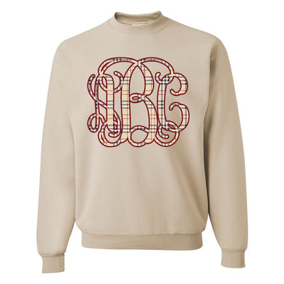 Monogrammed 'Plaid' Big Print Crewneck Sweatshirt - United Monograms