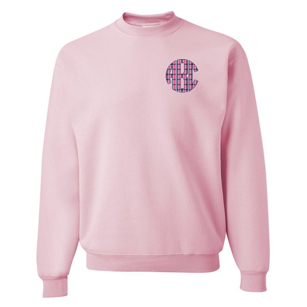 Monogrammed 'Plaid' Big Print Crewneck Sweatshirt - United Monograms