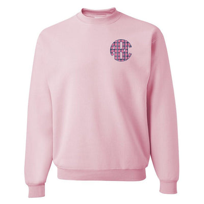 Monogrammed 'Plaid' Big Print Crewneck Sweatshirt - United Monograms