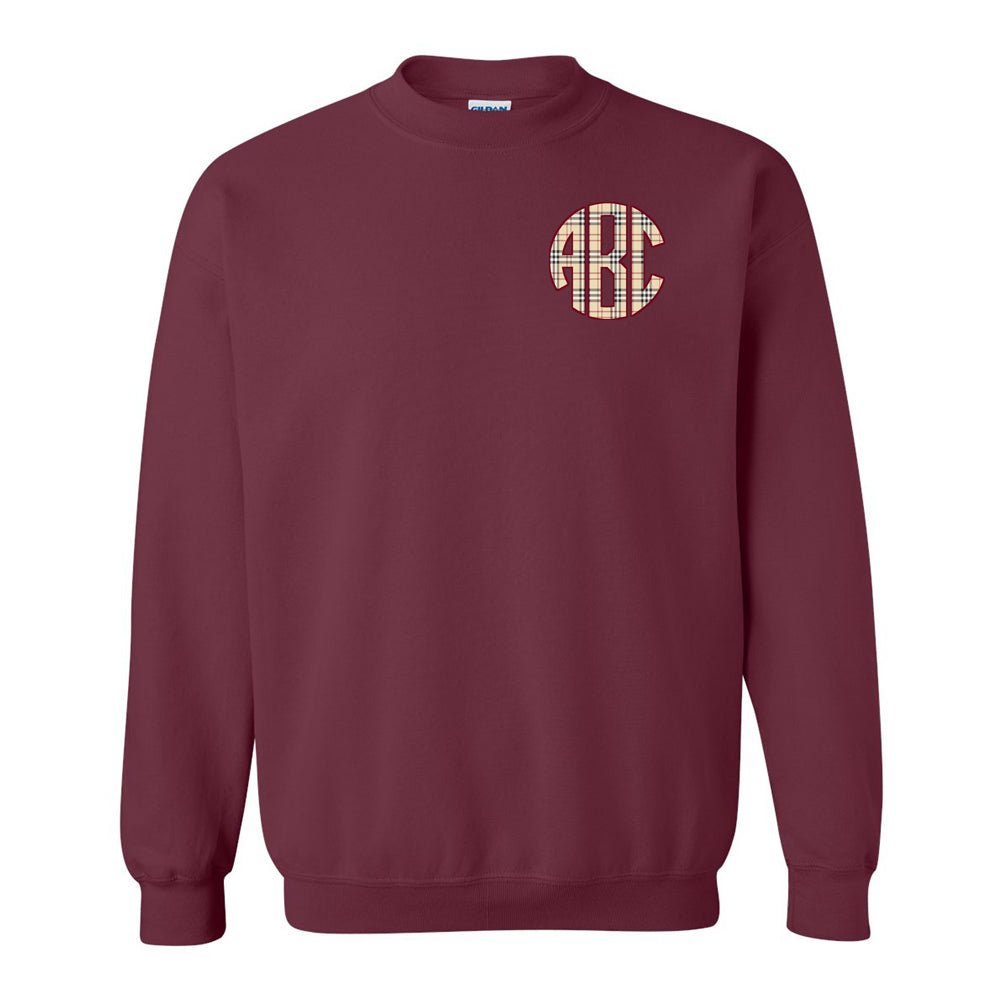 Monogrammed 'Plaid' Big Print Crewneck Sweatshirt - United Monograms