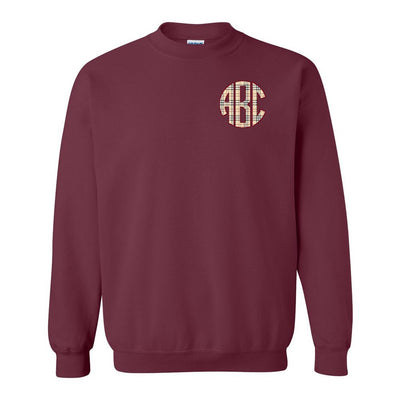 Monogrammed 'Plaid' Big Print Crewneck Sweatshirt - United Monograms