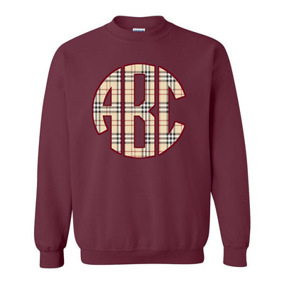 Monogrammed 'Plaid' Big Print Crewneck Sweatshirt - United Monograms