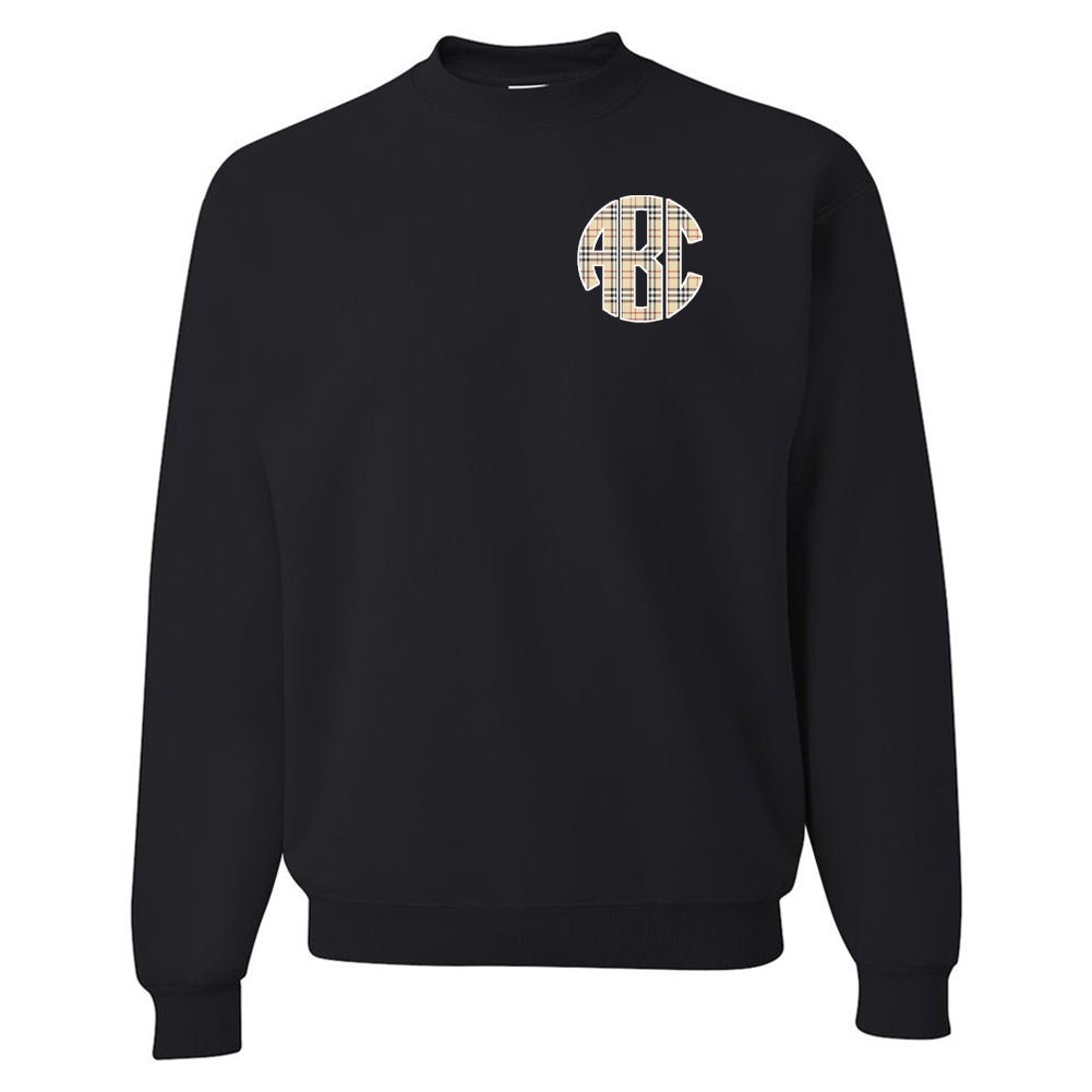 Monogrammed 'Plaid' Big Print Crewneck Sweatshirt - United Monograms