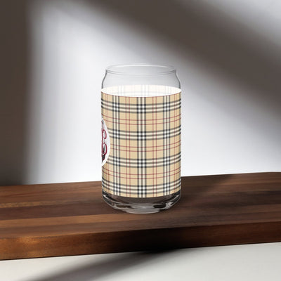 Monogrammed Plaid Glass Can - United Monograms