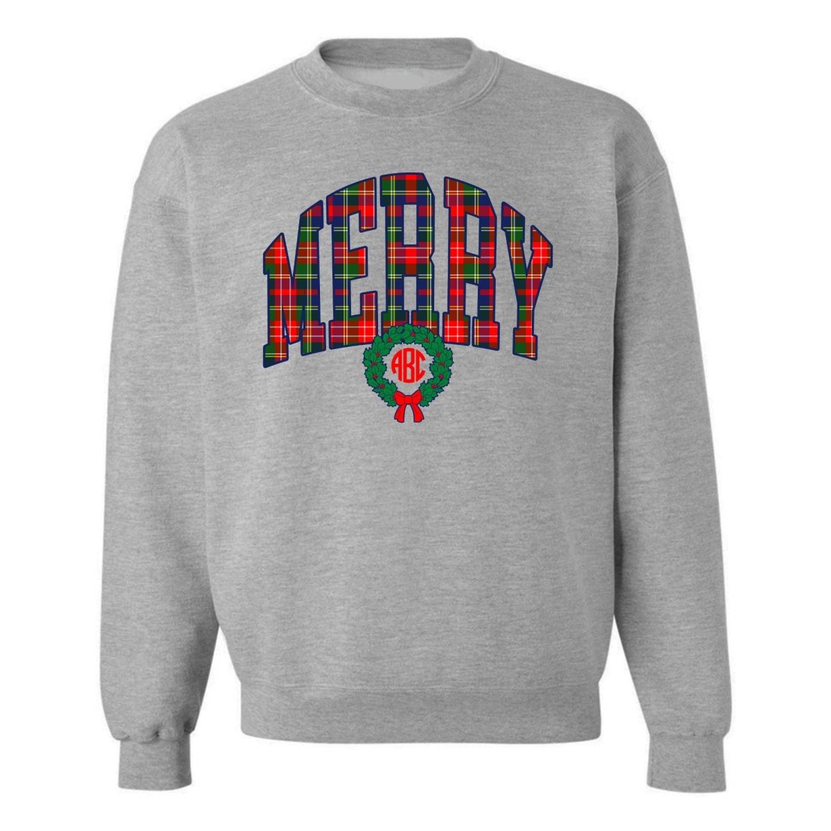 Monogrammed 'Plaid Merry' Crewneck Sweatshirt - United Monograms