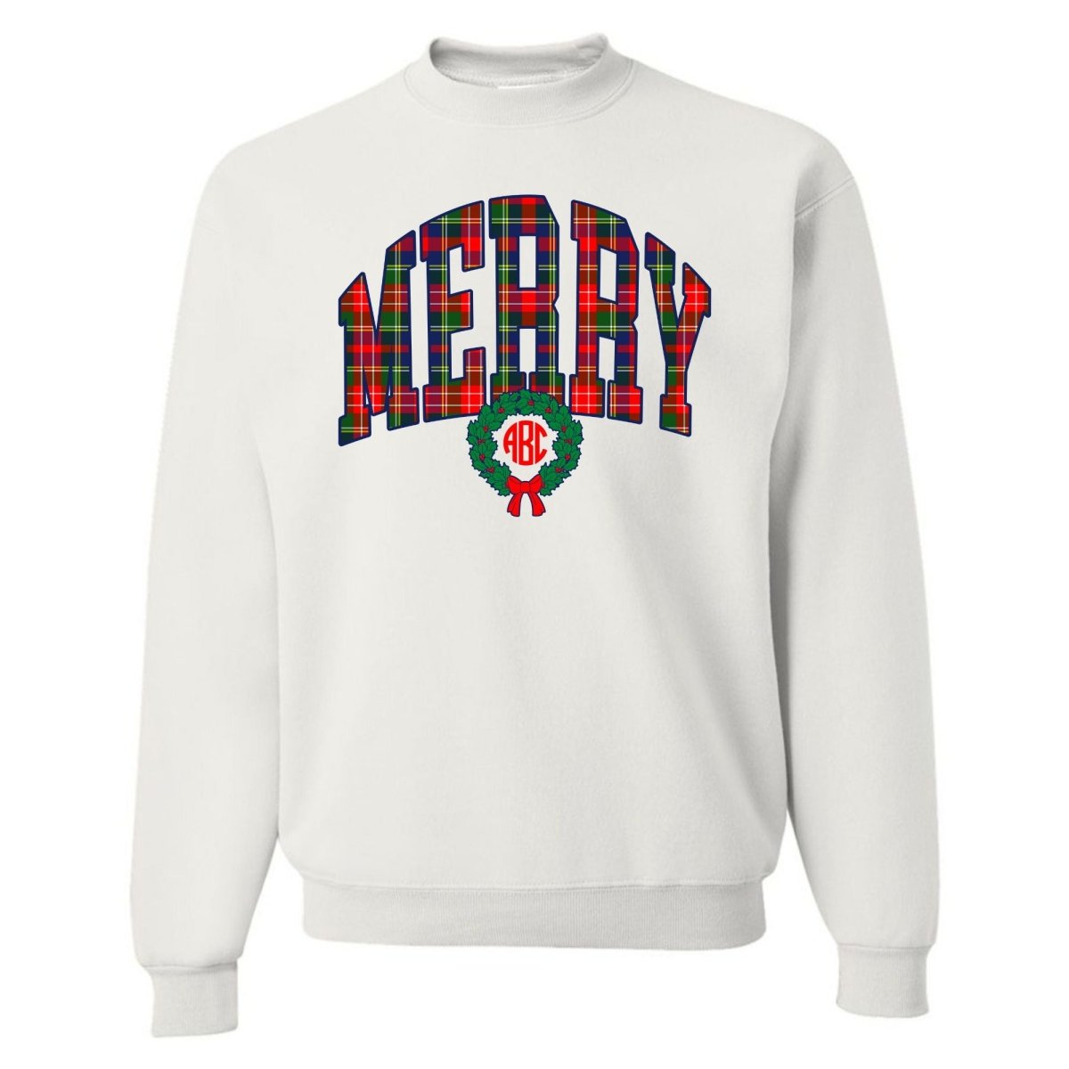 Monogrammed 'Plaid Merry' Crewneck Sweatshirt - United Monograms
