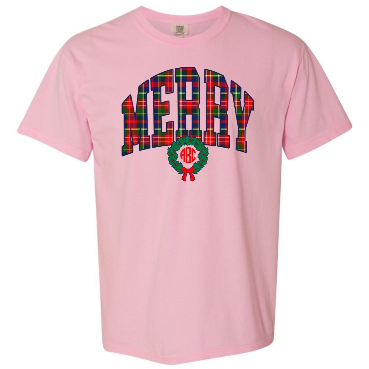 Monogrammed 'Plaid Merry' T-Shirt - United Monograms