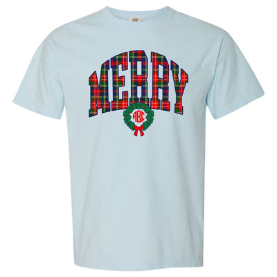 Monogrammed 'Plaid Merry' T-Shirt - United Monograms