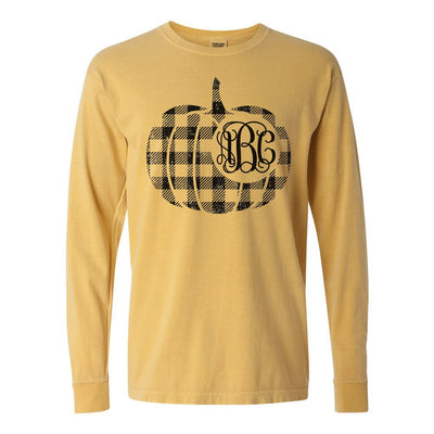 Monogrammed 'Plaid Pumpkin' Comfort Colors Long Sleeve T-Shirt - United Monograms