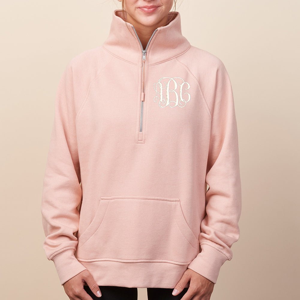 Monogrammed Pocket Quarter Zip Sweatshirt - United Monograms