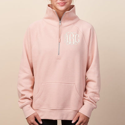 Monogrammed Pocket Quarter Zip Sweatshirt - United Monograms