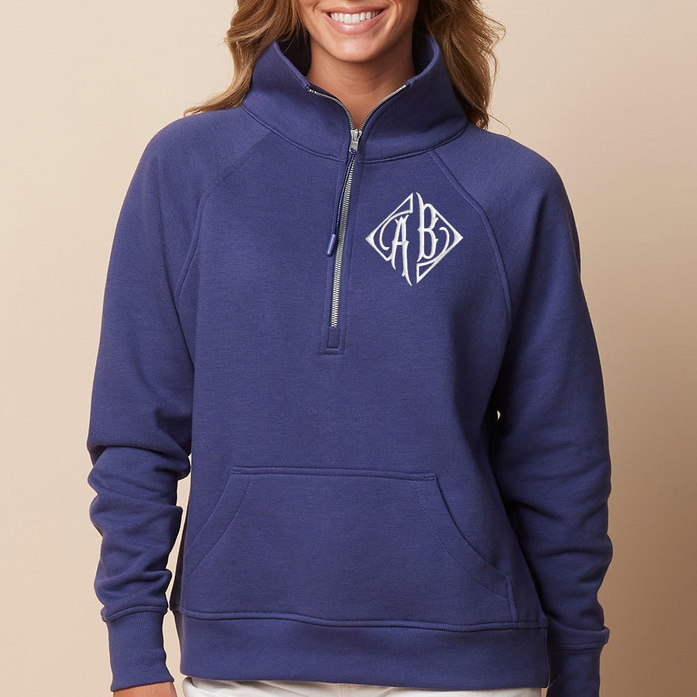 Monogrammed Pocket Quarter Zip Sweatshirt - United Monograms