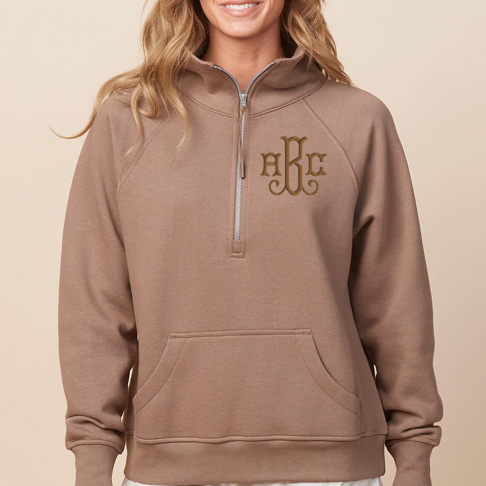 Monogrammed Pocket Quarter Zip Sweatshirt - United Monograms