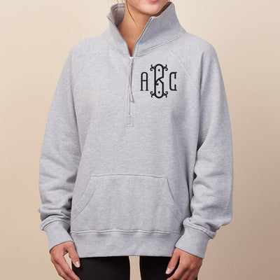 Monogrammed Pocket Quarter Zip Sweatshirt - United Monograms