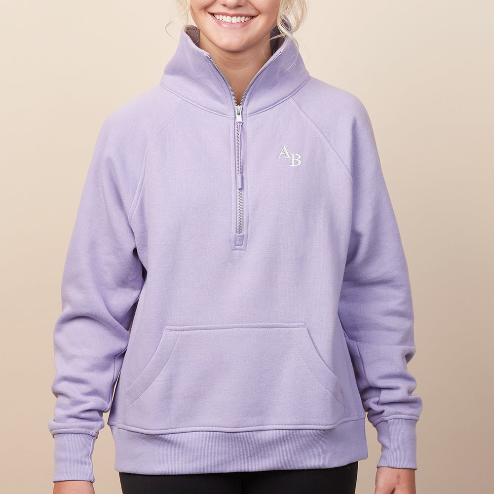 Monogrammed Pocket Quarter Zip Sweatshirt - United Monograms