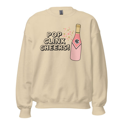 Monogrammed 'Pop Clink Cheers' Crewneck Sweatshirt - United Monograms