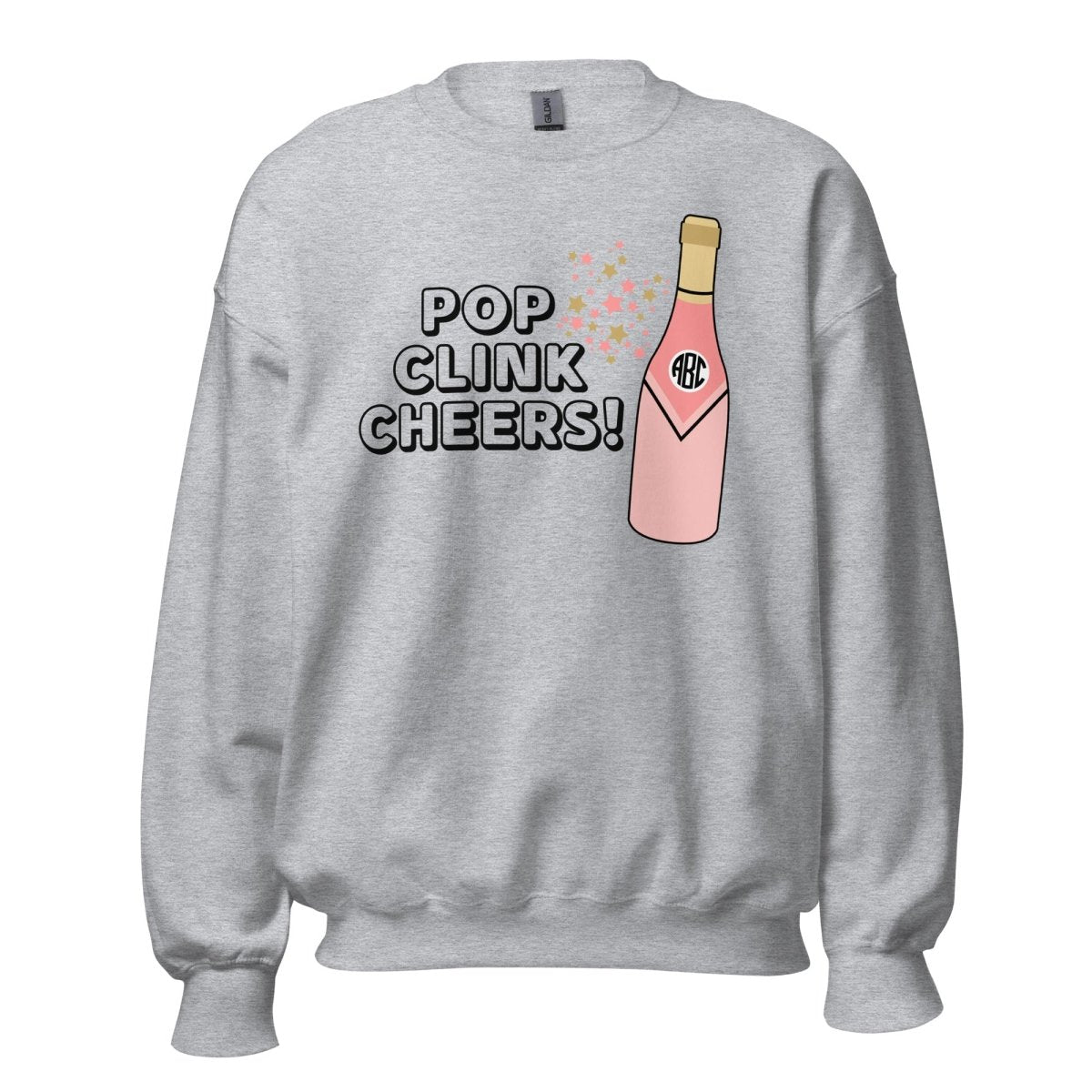 Monogrammed 'Pop Clink Cheers' Crewneck Sweatshirt - United Monograms