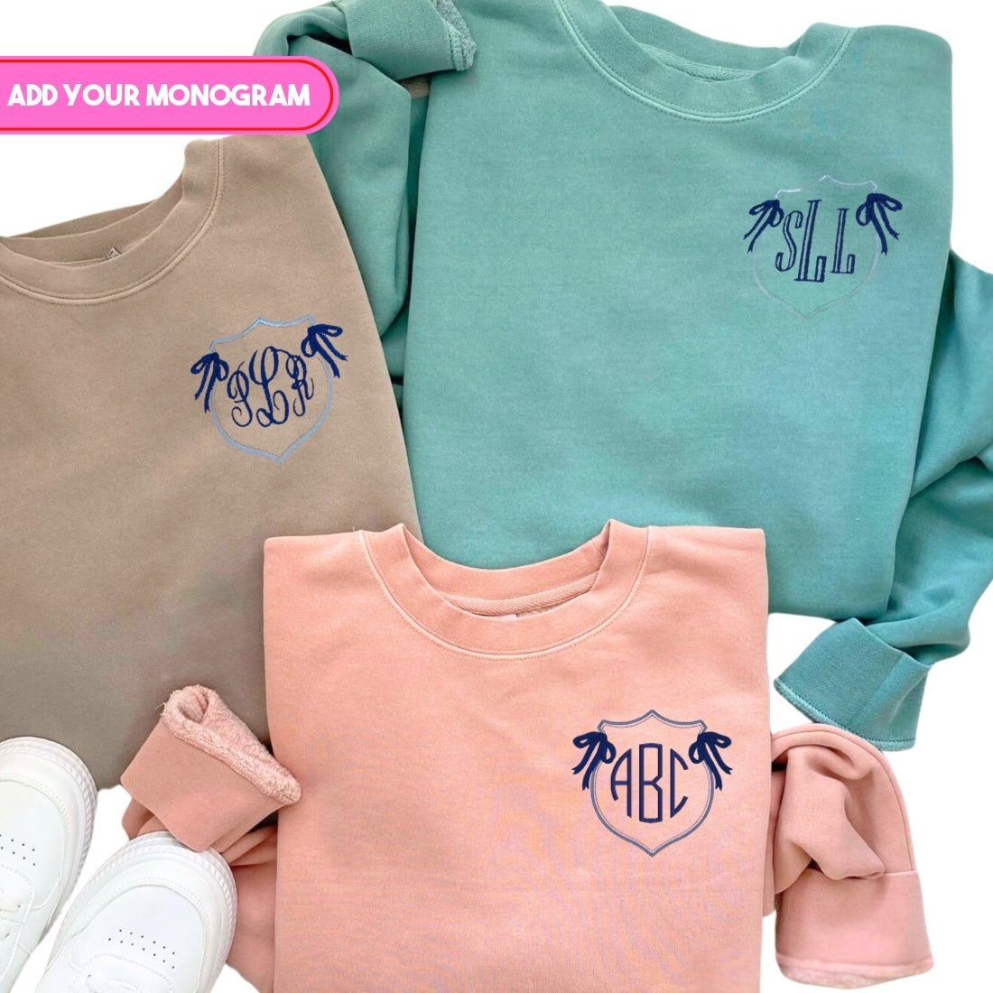 Monogrammed 'Preppy Crest' Cozy Crew - United Monograms