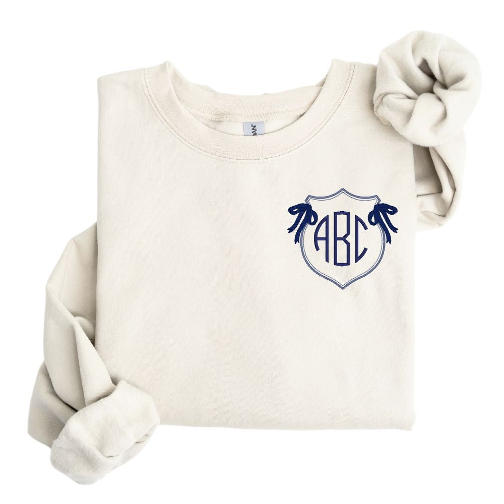 Monogrammed 'Preppy Crest' Crewneck Sweatshirt - United Monograms