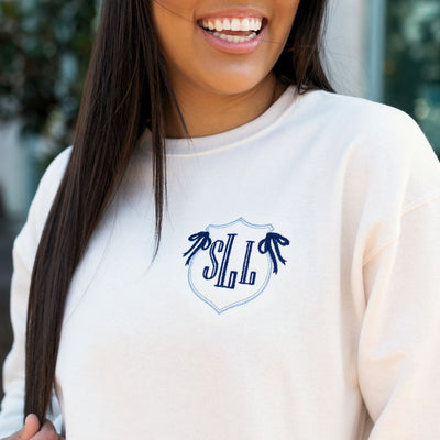 Monogrammed 'Preppy Crest' Crewneck Sweatshirt - United Monograms