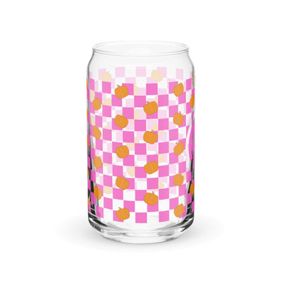 Monogrammed Pumpkin Check Glass Can - United Monograms