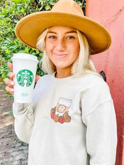 Monogrammed 'Pumpkin Coffee' Crewneck Sweatshirt - United Monograms