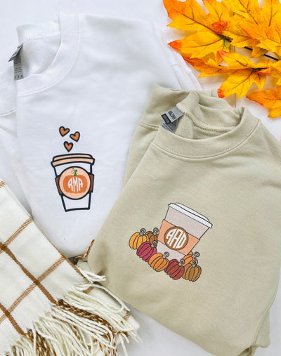 Monogrammed 'Pumpkin Coffee' T-Shirt - United Monograms
