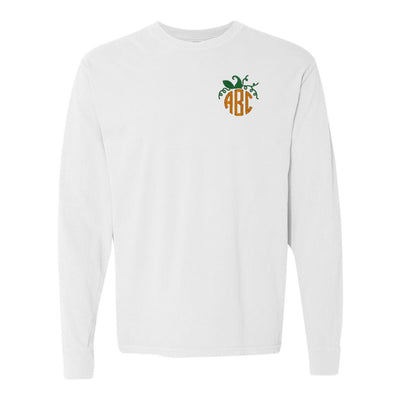 Monogrammed Pumpkin Comfort Colors Long Sleeve T-Shirt - United Monograms