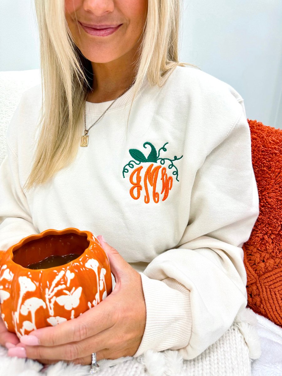 Embroidered Hello Punkin Halloween Crewneck Sweatshirt offers for Women, Fall Pumpkin Halloween Embroidery Shirt, Teacher Plus Size Fall Sweatshirt