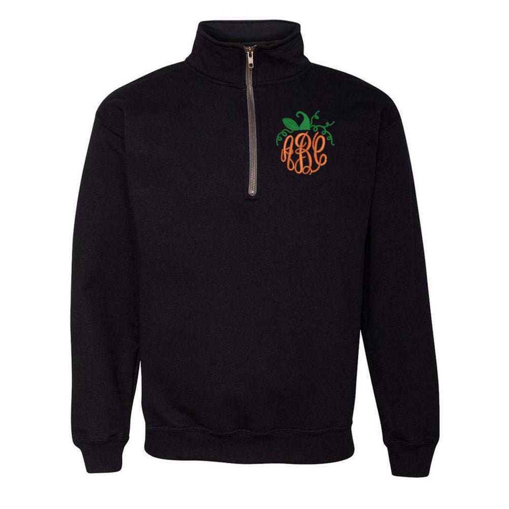 Monogrammed Pumpkin Quarter Zip Sweatshirt - United Monograms