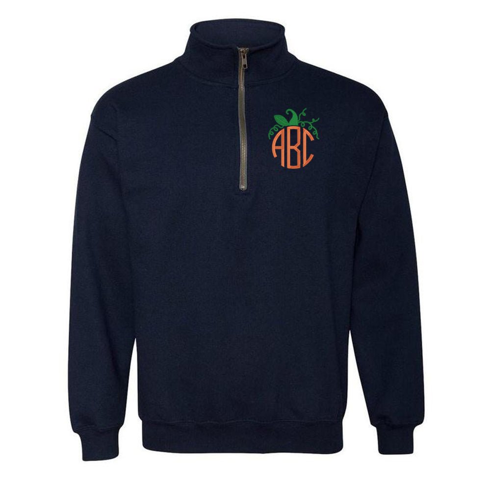 Monogrammed Pumpkin Quarter Zip Sweatshirt - United Monograms