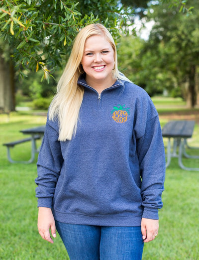 Monogrammed Pumpkin Quarter Zip Sweatshirt - United Monograms