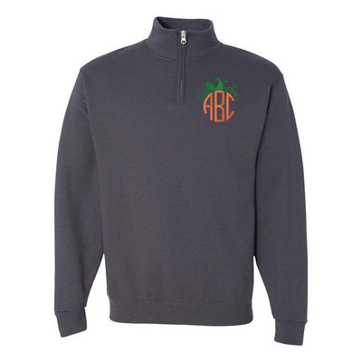 Monogrammed Pumpkin Quarter Zip Sweatshirt - United Monograms