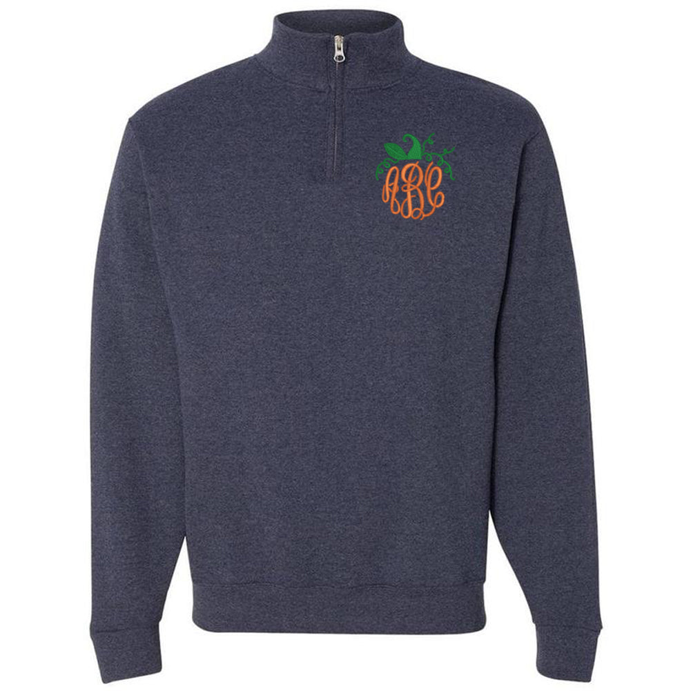 Monogrammed Pumpkin Quarter Zip Sweatshirt - United Monograms