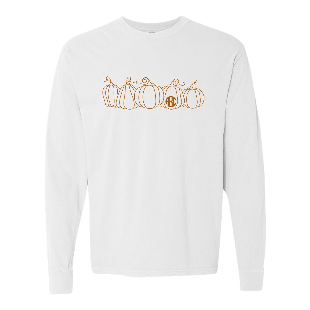 Monogrammed 'Pumpkin Sketch' Long Sleeve T-Shirt - United Monograms