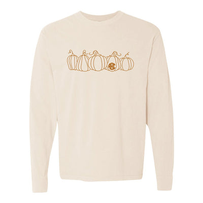 Monogrammed 'Pumpkin Sketch' Long Sleeve T-Shirt - United Monograms